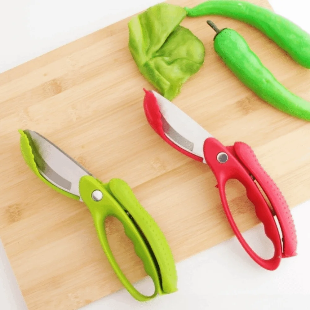 Stainless Steel Salad Scissors Double Blades With Spring-Loaded System Lettuce Chopper Salad Chopper Food Preparation