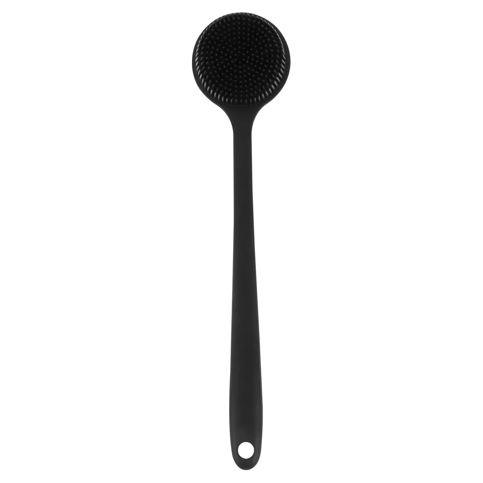 

Silicone Bath Brush Long Handle Black Color PBT Brush Head PP Material Shower Scrubbers Back Cleaning Body Massager Anti