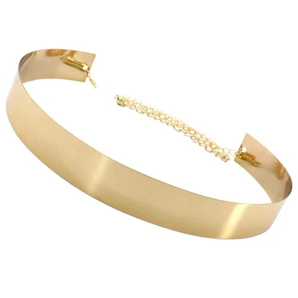 Cinturón ancho de moda Vintage para mujer, cadena de cintura de Metal hueco para abrigo, cinturones de cadena de vestido dorado salvaje, 115 cm