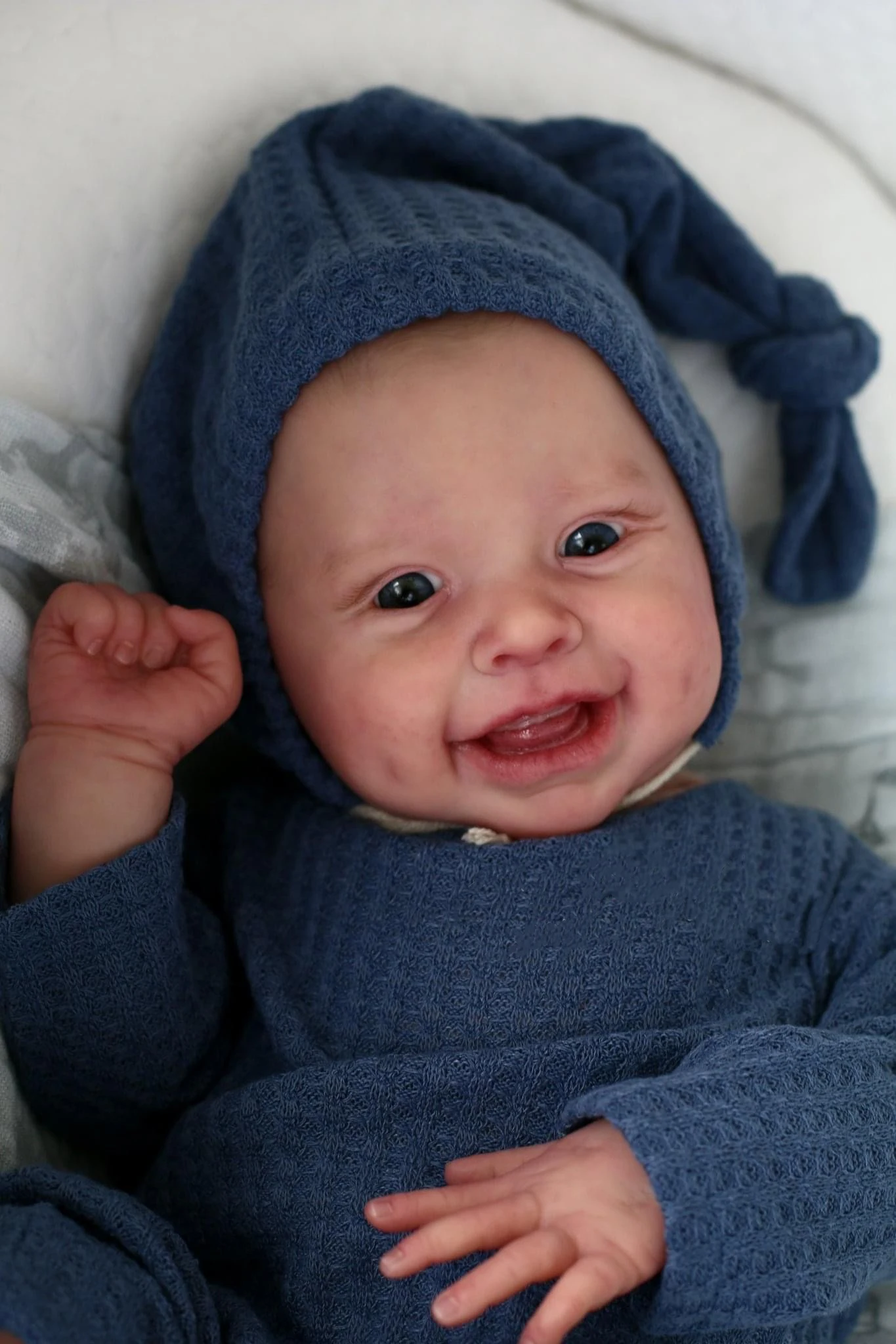 NPK 19'' Handmade Reborn Harper Lifelike Bebe Soft Touch Cuddly Baby Multiple Layers Painting 3D Skin Children Christmas Gift