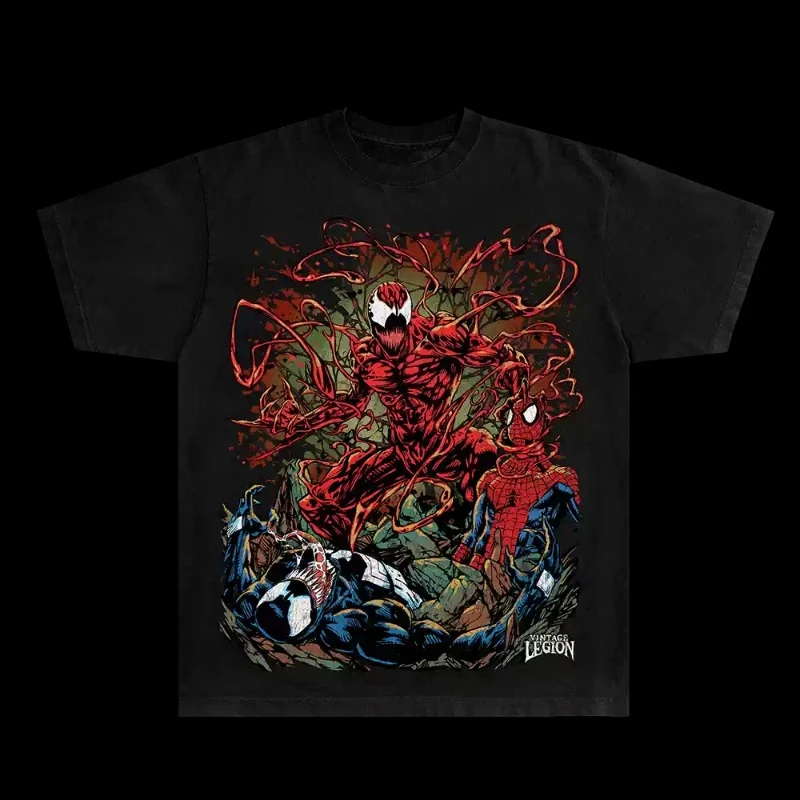 

Футболка Homage Marvel Series Venom Movie Print Американская ретро уличная свободная футболка с короткими рукавами из чистого хлопка