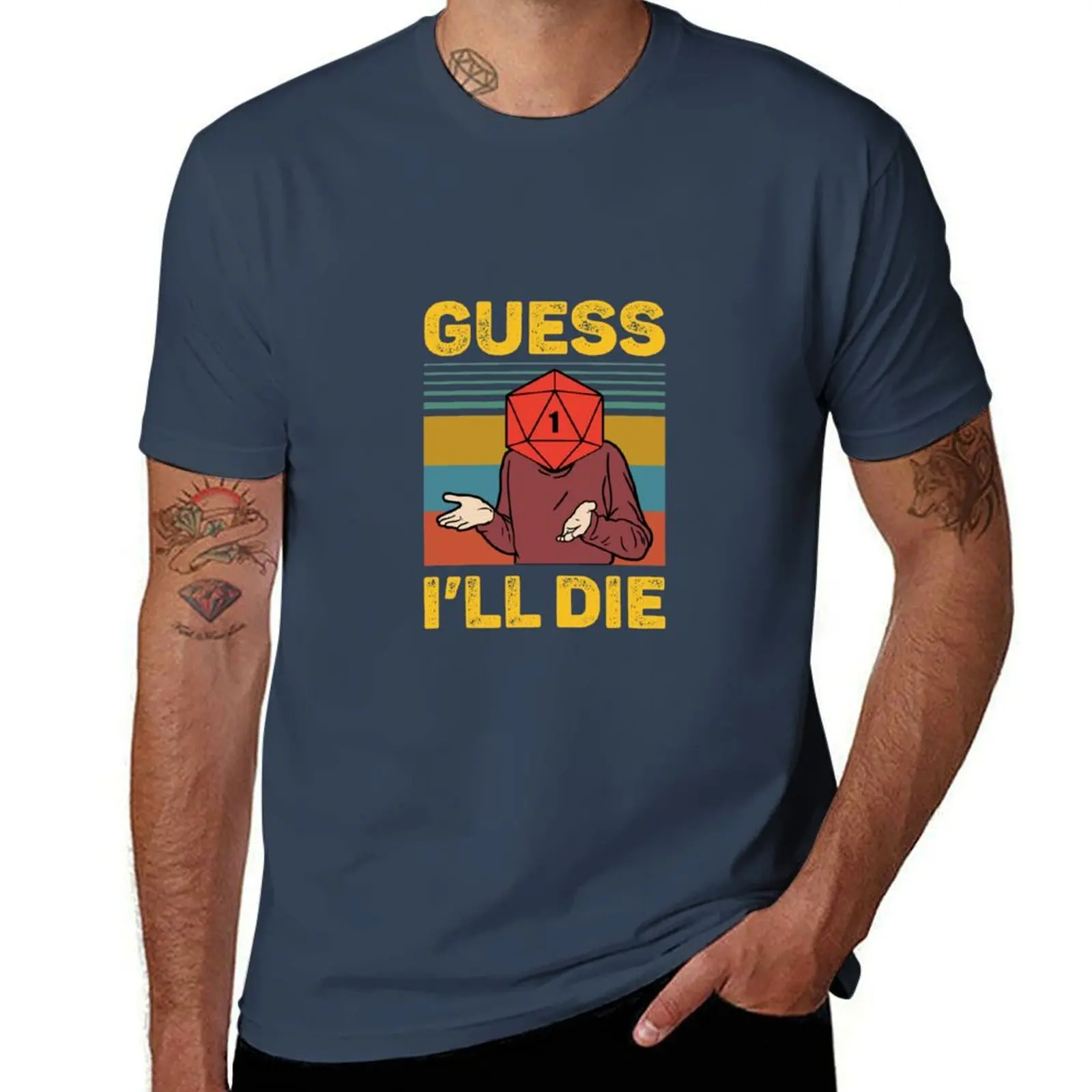 Camiseta Guess I'll Die D20 Vintage divertida de DnD, camiseta informal de verano de talla grande