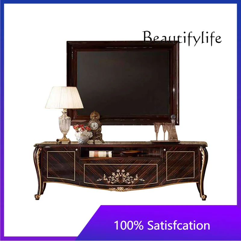 

All-solid Wood Carved TV Cabinet Combination Decorative Cabinet Display Cabinet Coffee Table European Living Room Furniture X