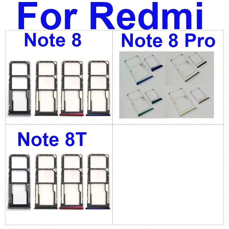 Sim Card Tray Holder For Xiaomi Redmi Red Rice Note 8 For Note8 Pro Note 8T Sim Card Slot Reader Repair Parts