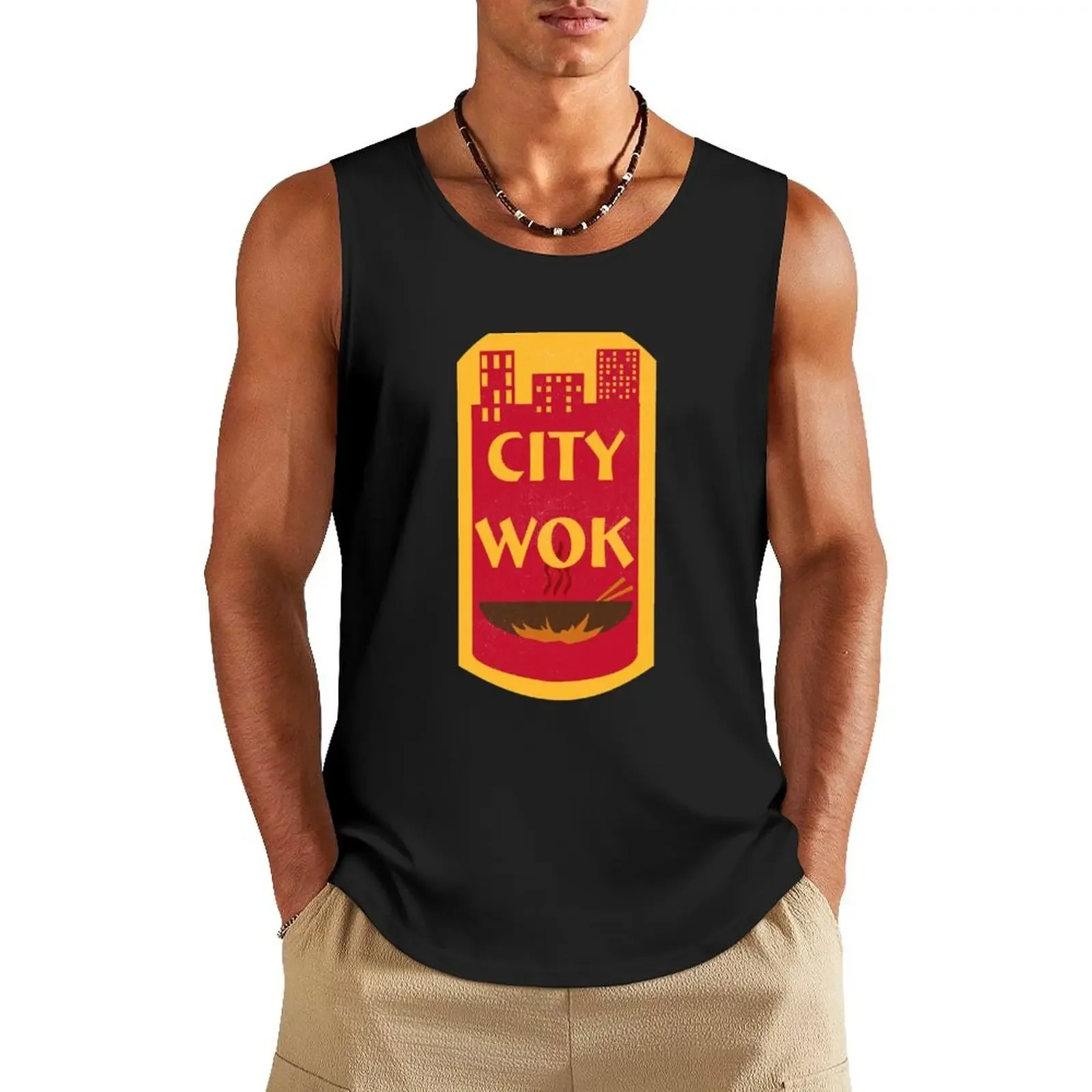 

City Wok Logo Tank Top summer Bodybuilding clothing man sleeveless shirt man Men's summer clothes 2024