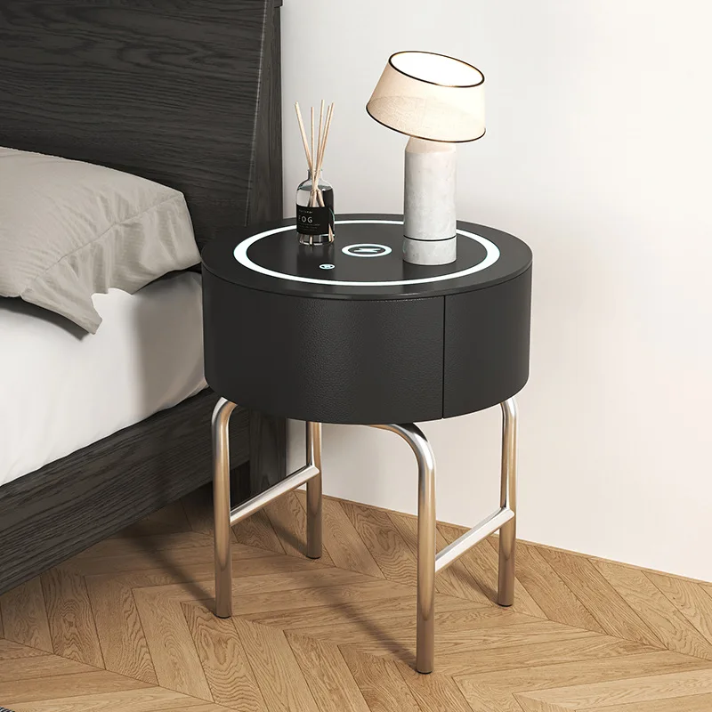 CX intelligent three-color light wireless charging, all solid wood bedside table light luxury Italian minimalist style