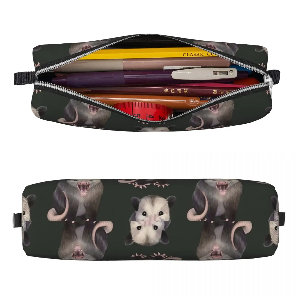 Happy Possum Opossum Meme Pencil Case Pencil Box Pen for Student Large Storage Bags School Supplies Gift Stationery