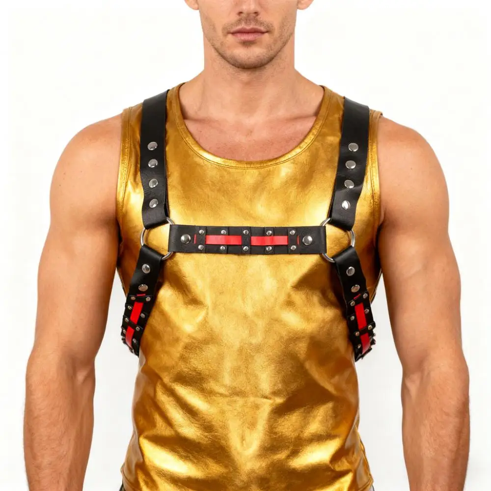 

Нагрудный ремень из искусственной кожи в стиле панк для мужчин, для маскарадного костюма Rave Clubwear