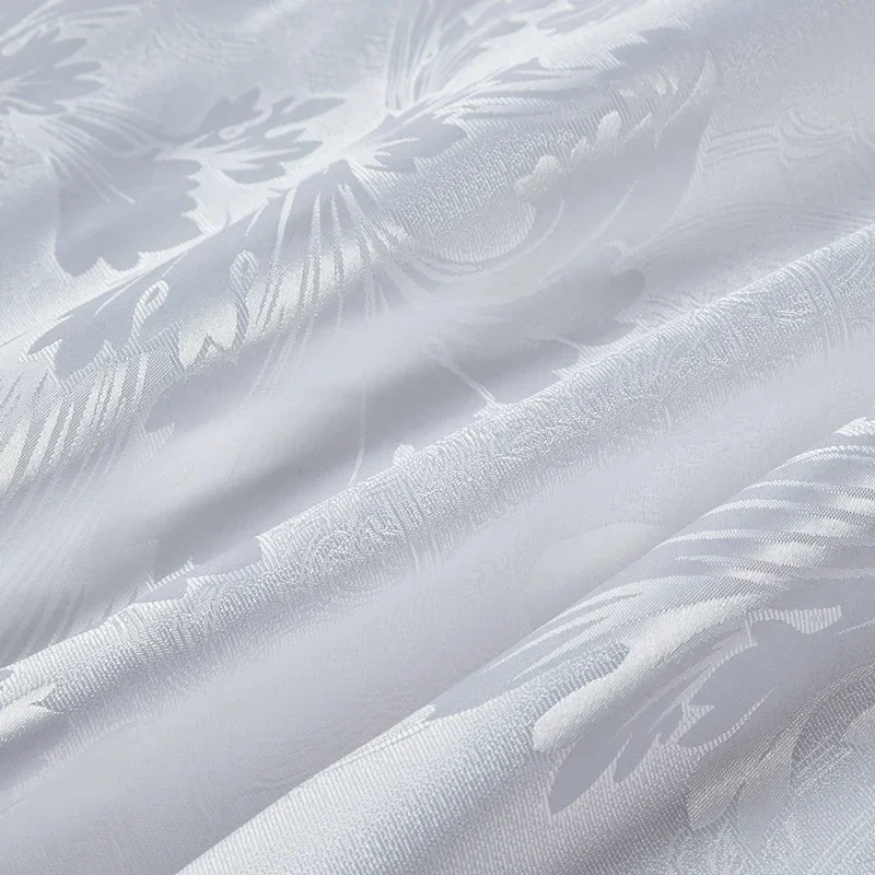 Satin Rayon Jacquard White Duvet Cover Couple 2 People Double Bed Quilt Cover Bedding Set Queen King Size Comforter Set
