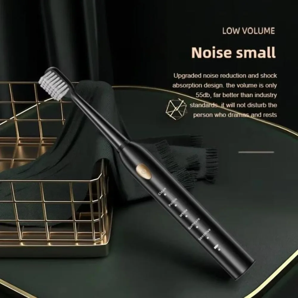 Sonic Electric Toothbrush Set for Adults Six Speed Mode Waterproof Soft Brush Head USB Rechargeable High Frequency Cleaning