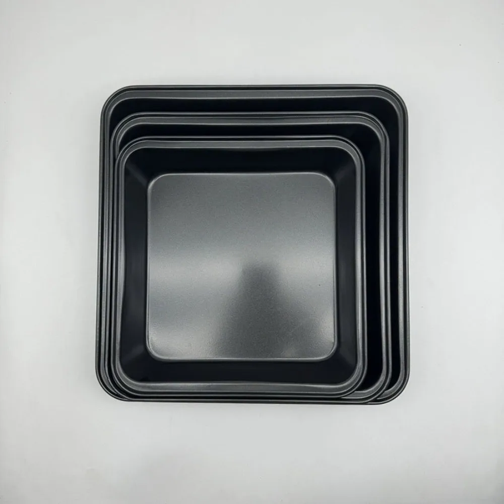 Sartén cuadrada de acero al carbono, resistente al óxido, fácil de limpiar, sartén para hacer Brownie, negro, gris, 22cm, 25cm, 27cm, sartén para cocinar lasaña