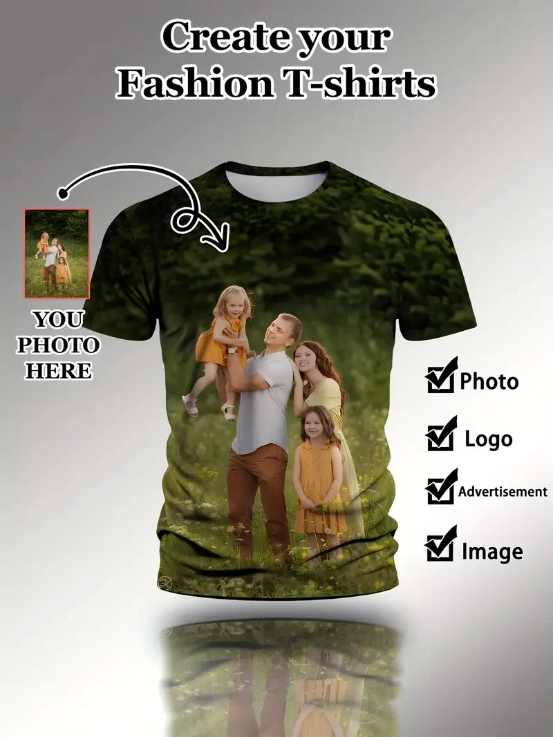 3D Printed Custom T-Shirts Summer Plus Size Tee Shirt Design For Drop Shipping Wholesale Unisex Tops Custom Diy Photo Men Shirts