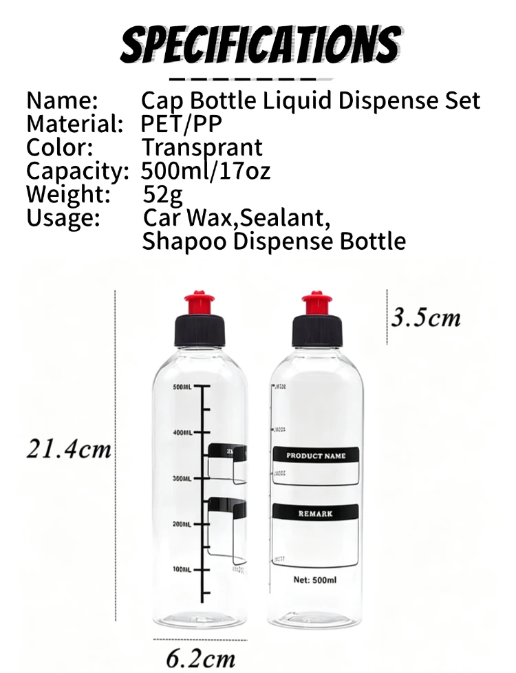 Lucullan 500ml Leere Quetschflasche mit Zugverschluss für Autowachs, Shampoo & Versiegelungsmittel – Detail 3