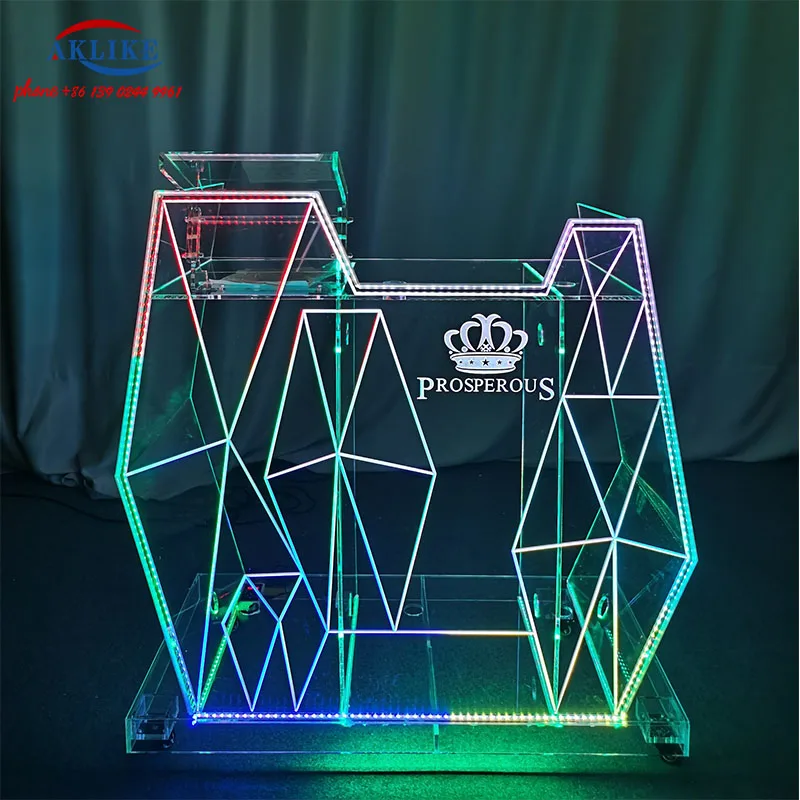 Bar Furniture LED Dj Table Display NightClub Booth Clear Acrylic Dj Table Djing Station With Computer Stand Free Shipping