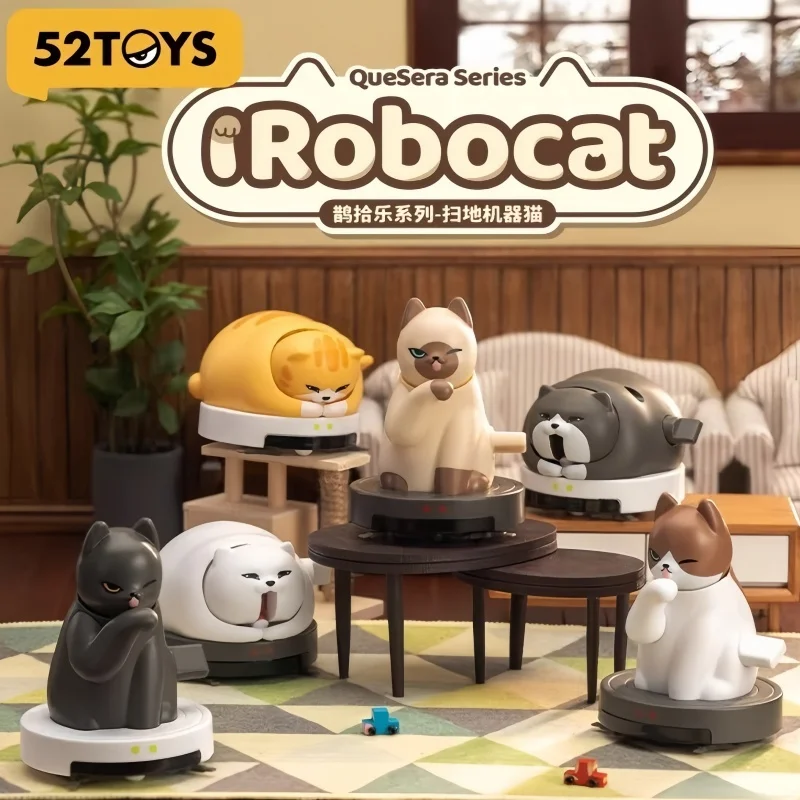 

52toys Blind Box Toys Quesera Series Blind Boxes Irobocat Wind-Up Toy Mystery Box Cat Model Toys Halloween Birthday Gift