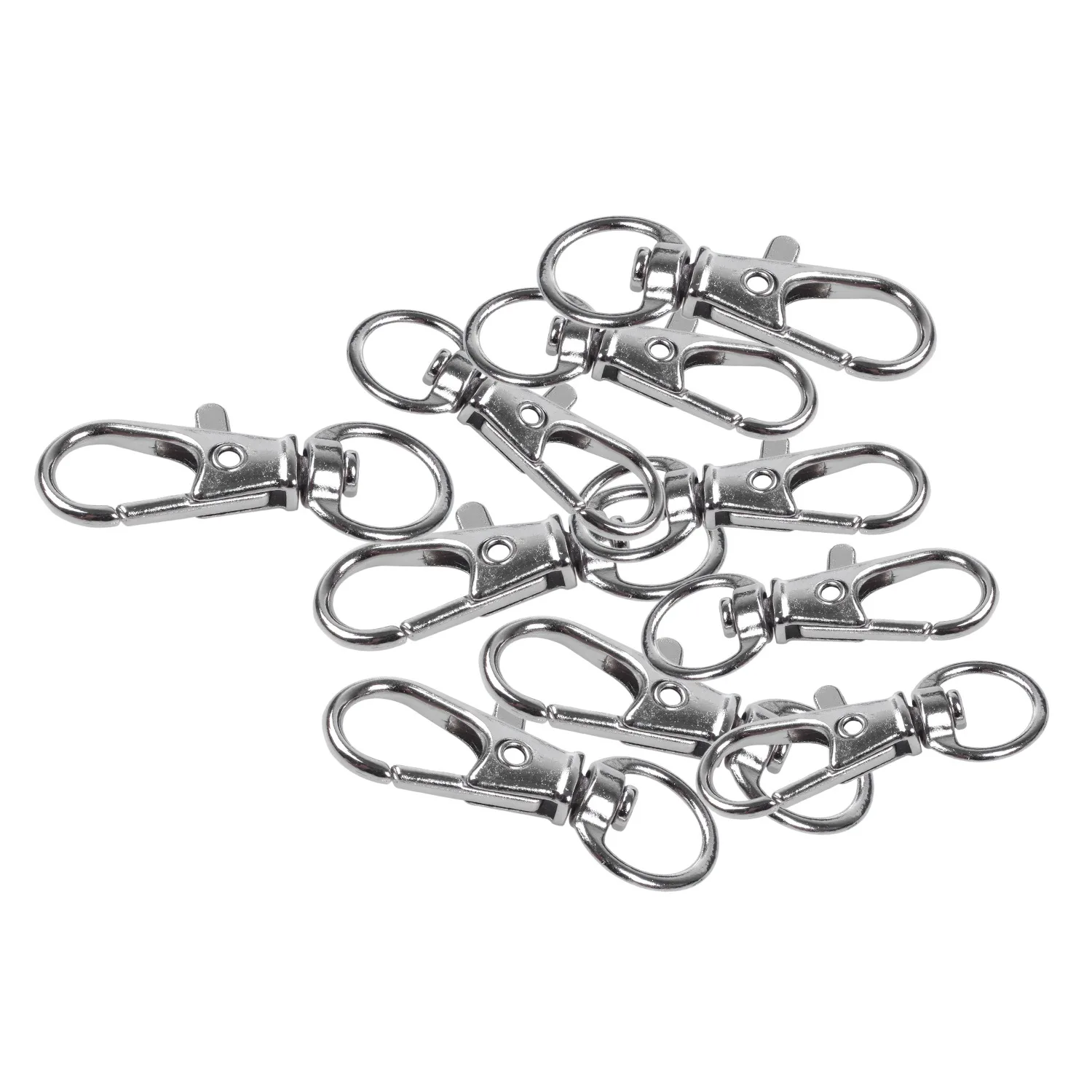 10pcs Metal Clasp Swivel Trigger Clips Snap Hooks Key Ring Bags DIY Craft Silver