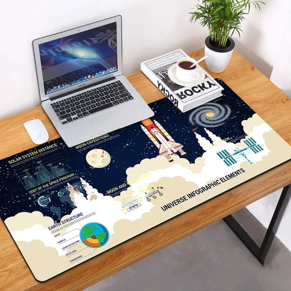 Long Planet Mouse Pad Solar System Personality Table Mat Games With Crypto Fabric Silky Smooth