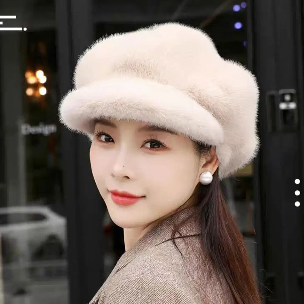 المرأة الخريف والشتاء الدافئة الصوف القبعات الكورية نمط القبعات الدافئة قبعة مثمنة في الهواء الطلق الباردة واقية ومقاومة للتجميد قبعة روسية