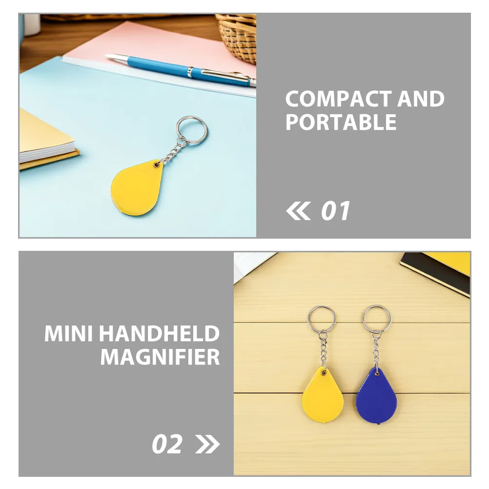 9Pcs Portable Mini Folding Magnifying Glass Keychains Handheld Pocket Magnifier for Reading Travel Jewelry Maps Newspapers
