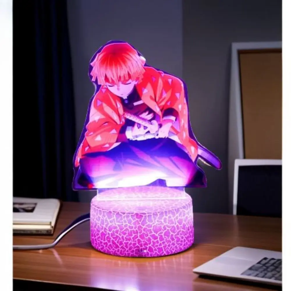 3D Lamps Anime Figure LED Night Light Action Figures Tanjiro Zenitsu Inosuke Nezuko No Yaiba Bedroom Home Decor Moon Lamp Gifts