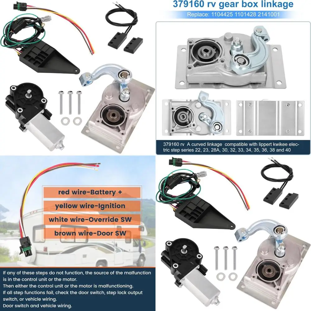RV Step Motor Conversion Kit for A Curved Linkage Compatible with Kwikee 22, 23, 28A, 30, 32, 33, 34, 35, 36, 38, 40 Series Step