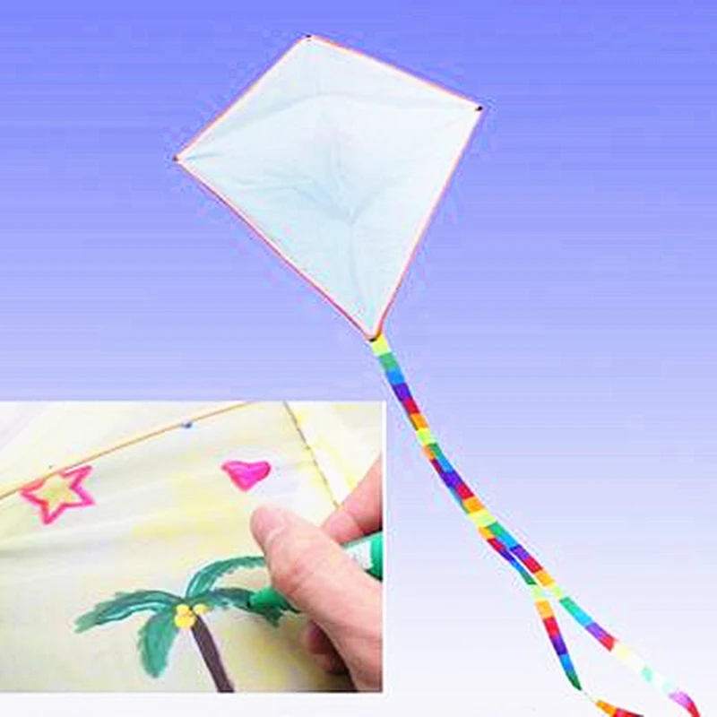 free shipping diy kite blank kite line ripstop nylon fabric kite factory painting kite diamond kites for children kites toys koi