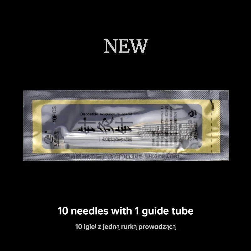 Hualong-agujas de acupuntura desechables, masajeador corporal de un tubo de 10 agujas, 5000/0,18/0,20/0,25/0,30mm, nuevo, caja de 0,35 piezas/10