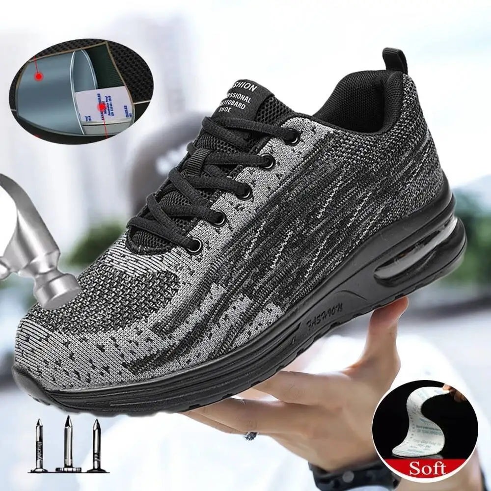 

Новые мужские безопасные мужские рабочие кроссовки, защитные неразрушимые легкие рабочие мужские кроссовки большого размера 47, обувь