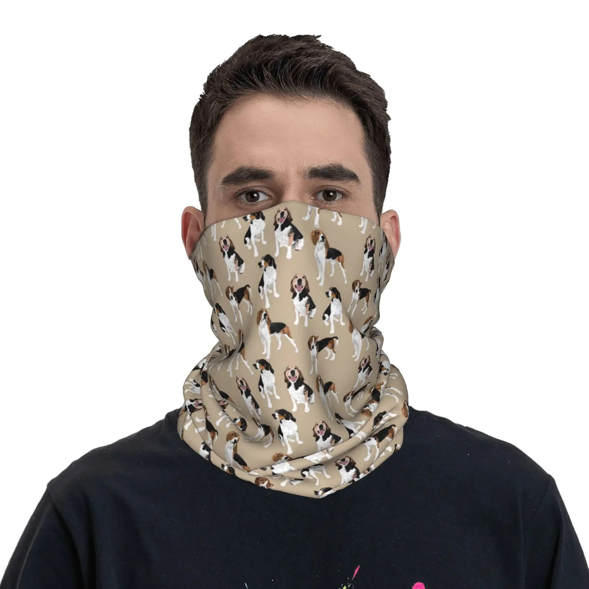 Treeing Walker Coonhound on Tan Bandana Neck Cover Printed Wrap Scarf Multi-use Headwear Hiking Fishing Unisex Adult Breathable