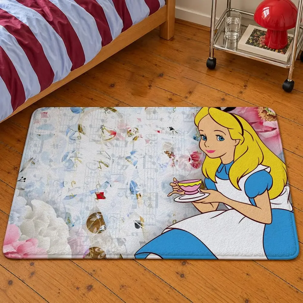 Book Alice in Wonderland Cheshire Cat Floor Mat Soft Flannel Entrance Doormat Non-Slip Washable Rug For Bedroom Home Decor