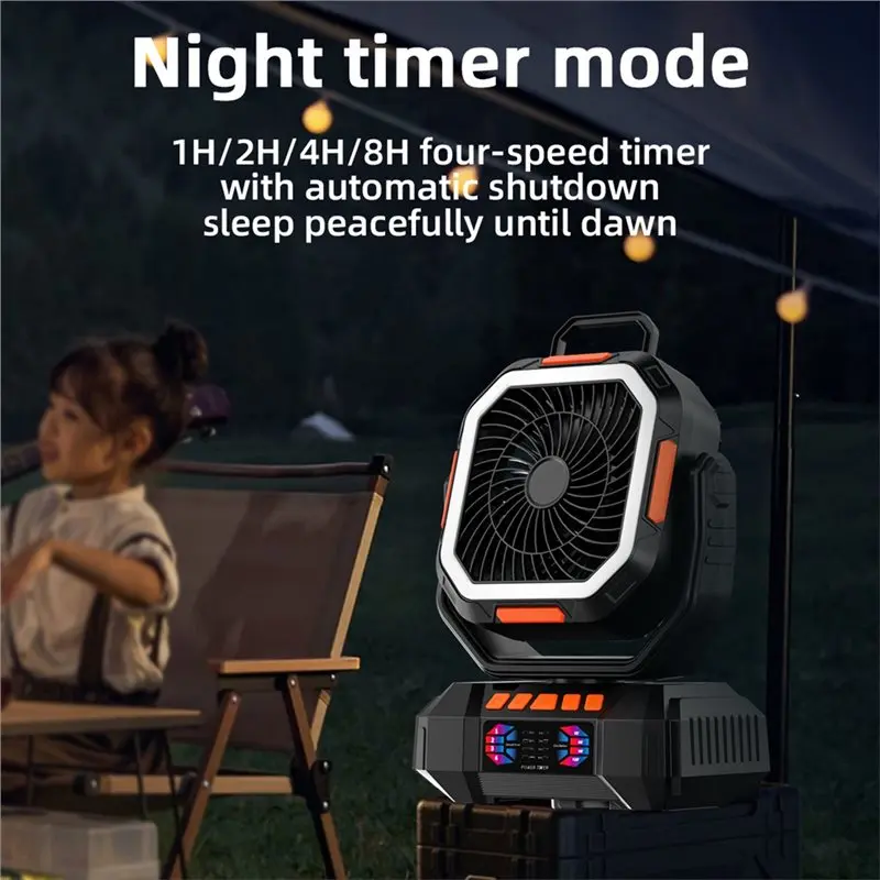 

【Great Sale】Air Circulators Electric Fan 40000Mah Rechargeable Camping Fan Wireless Auto-Oscillating Table Fan Summer Tent Fan