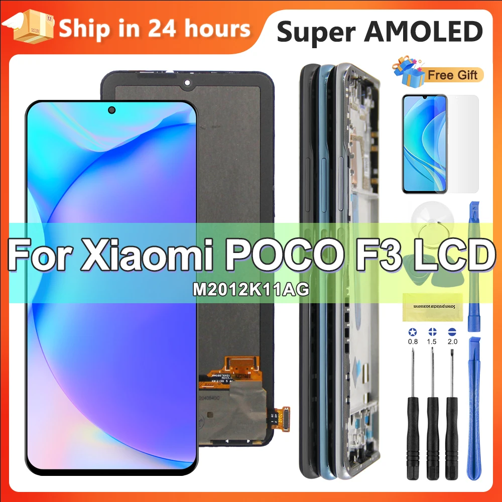 6.67\'\' AMOLED Screen for Xiaomi Poco F3 Lcd Display Touch Screen Digitizer with Frame Replacement for Poco F3 M2012K11AG