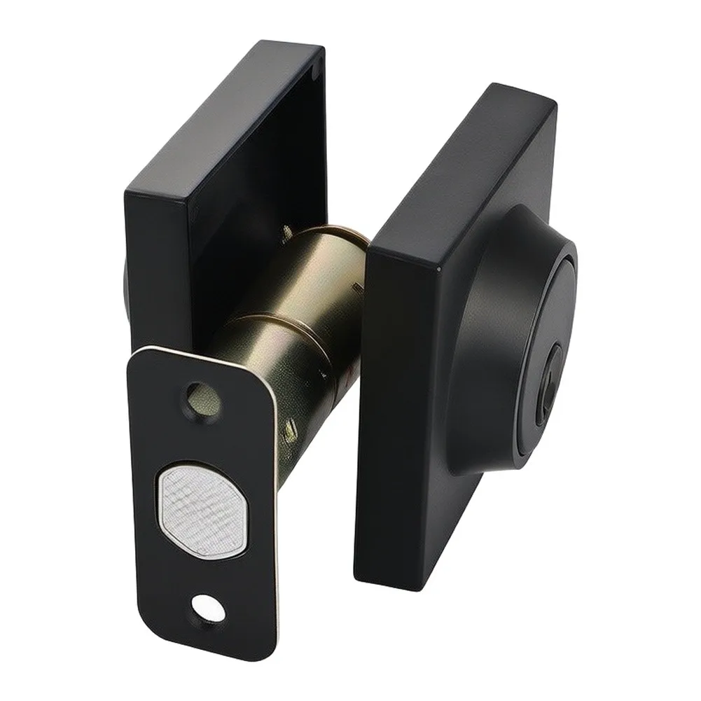 Square Single Cylinder Deadbolt Lock With Keys Black Deadbolt For Front Door Entrance Front Door Security Lock Door Hardware