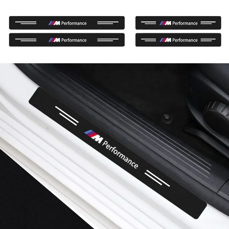 4pcs New Car Door Sill Threshold Carbon Fiber Plate Decals Stickers For BMW M E90 E60 F10 F30 E46 G20 X1 X3 X4 X5 X6 F20 E39 E92