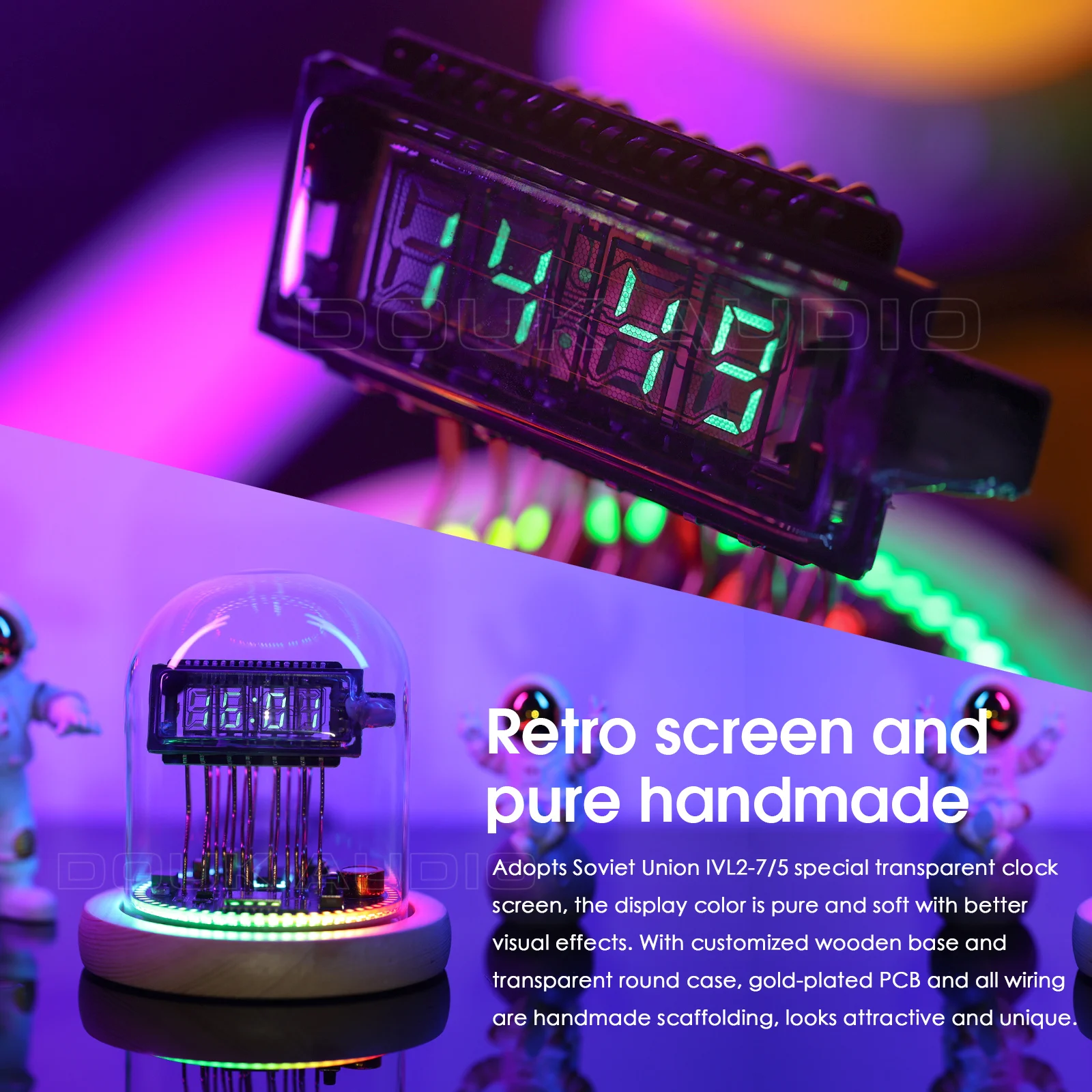 Nobsound VFD Clock Retro Refer Nixie Tube Clock WIFI RGB LED Display Desktop Decor Gift Home Mantel & Shelf Clock