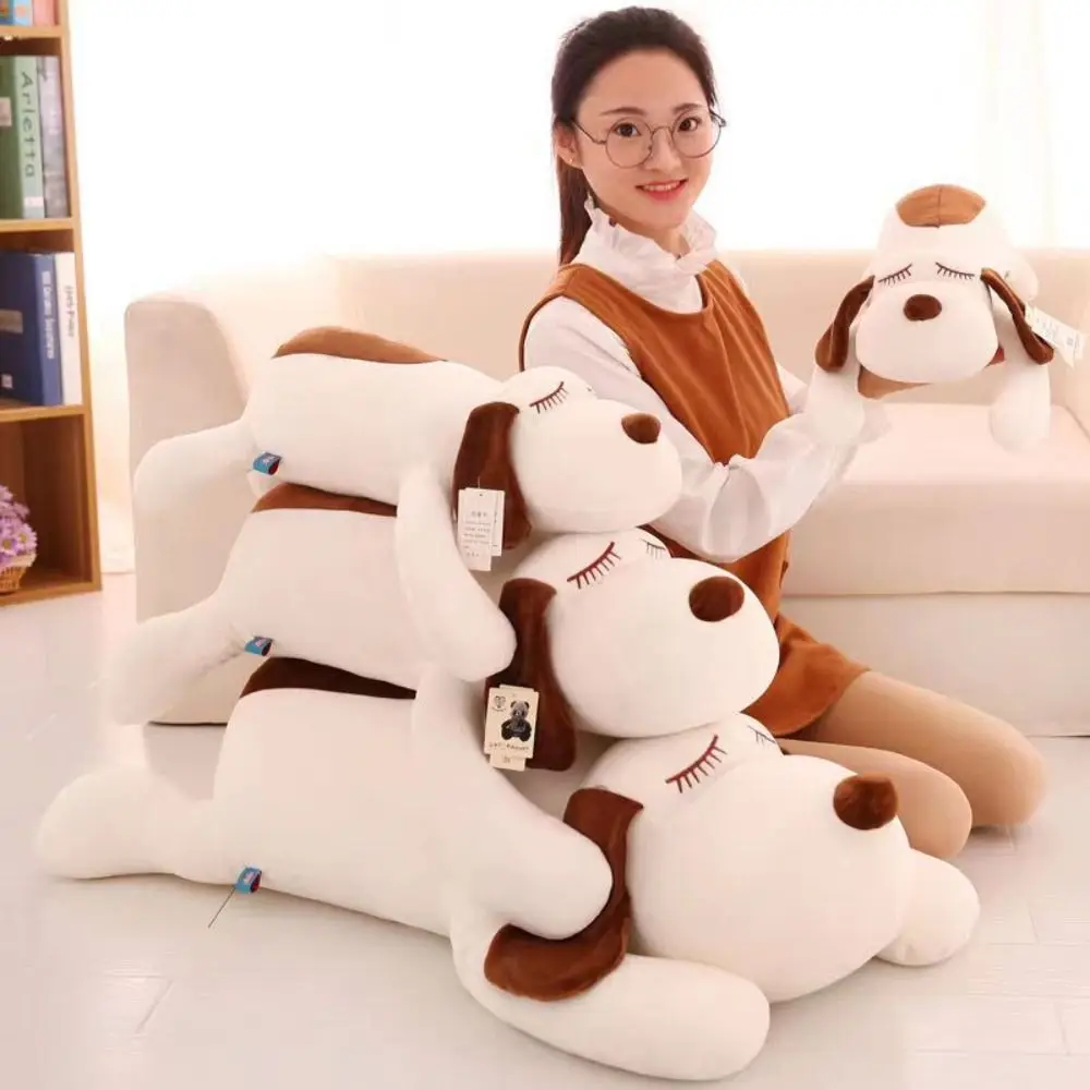 Long Lying Dog Plush Pillow Huggable Design Soft Material Sleeping Cushion Kawaii Style Puppy Sleep Pillow Bedroom Decor