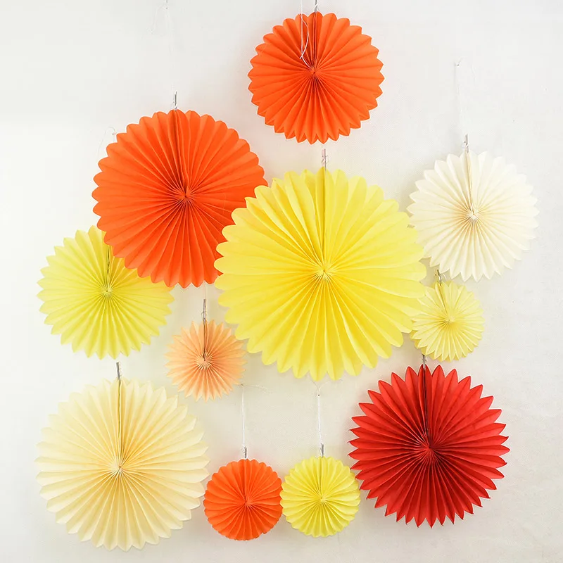 5pcs 10/15/20/25cm Paper Fan Pinwheel Round Lantern for Wedding Festival Party Hanging Flower Decor Birthday DIY Craft Supply 8z