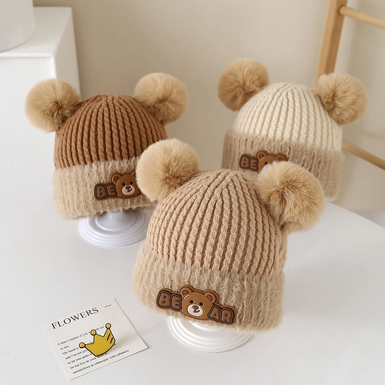 Cute Bear Plush Ear Protection - Knit Beanie Hat Warm review and price