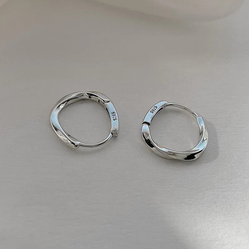 

925 Sterling Silver Round Stud Earrings for Women Simple Inlaid Design Hoops Earrings Wedding Party Jewelry Accessories Gifts