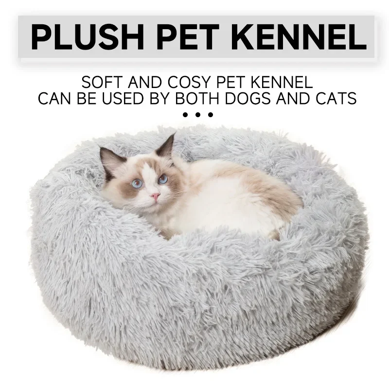 Warm Cats Bed Round Furry Mat Nap Dog House Sleeping Indoor Puppy Litter Carrier Pet Home Cat Accessories Furnitures Products