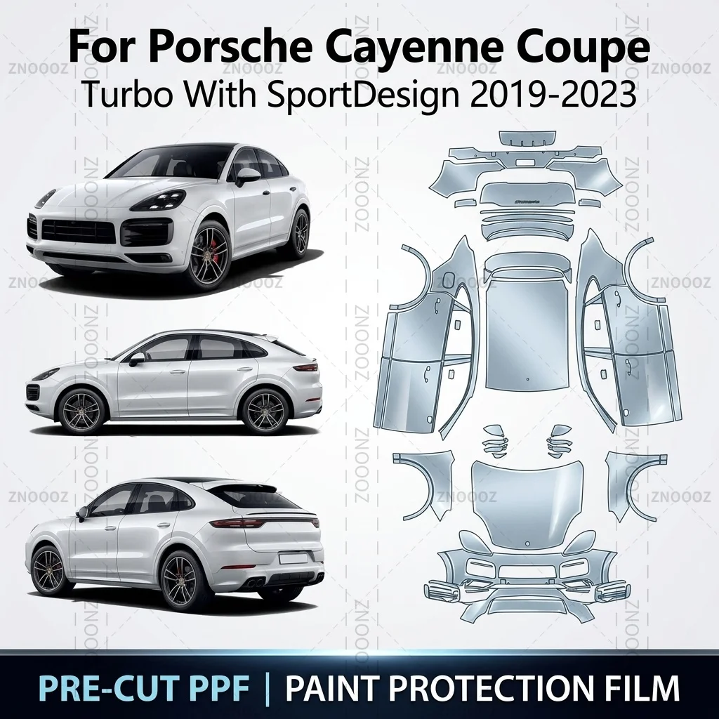 For Porsche Cayenne Coupe Turbo SportDesign 2019-2023 8.5Mil Precut PPF Paint Protection Full Vehicle Glossy Clear Matte Black