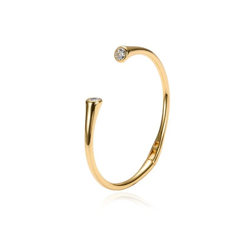 Simple and unique inlaid double diamond round ring bracelet for women Light luxury glossy Stacking style fine jewelry sets