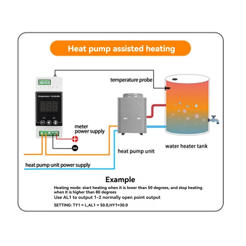 ABRS-LED Rail Thermostat AC220V 2-Way Relay Din Rail Mounted Controller Heating And Cooling Temperature Alarm Controller