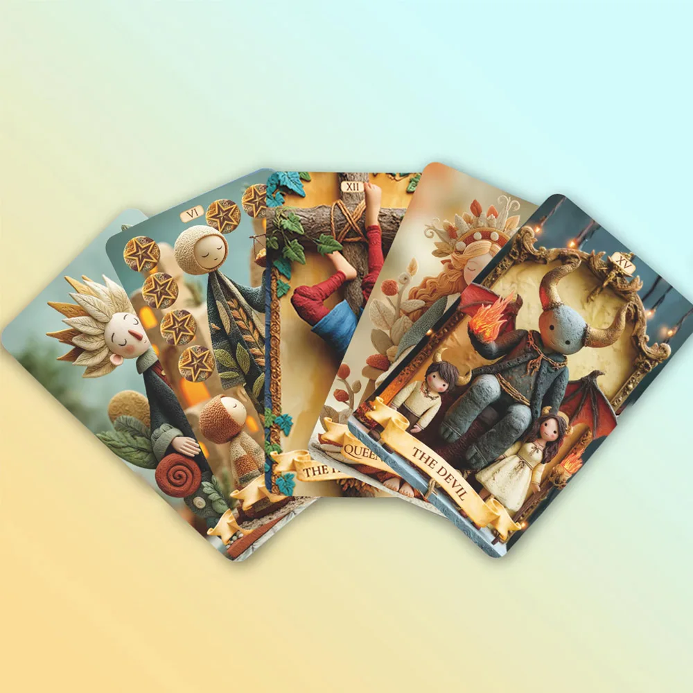 Set di 78 carte dei tarocchi, 13x8 cm Il gioco di carte dei tarocchi dell'Arcana dell'Argilla, da fango all'anima, viaggio segreto fatto a mano, manuale di carta per principianti