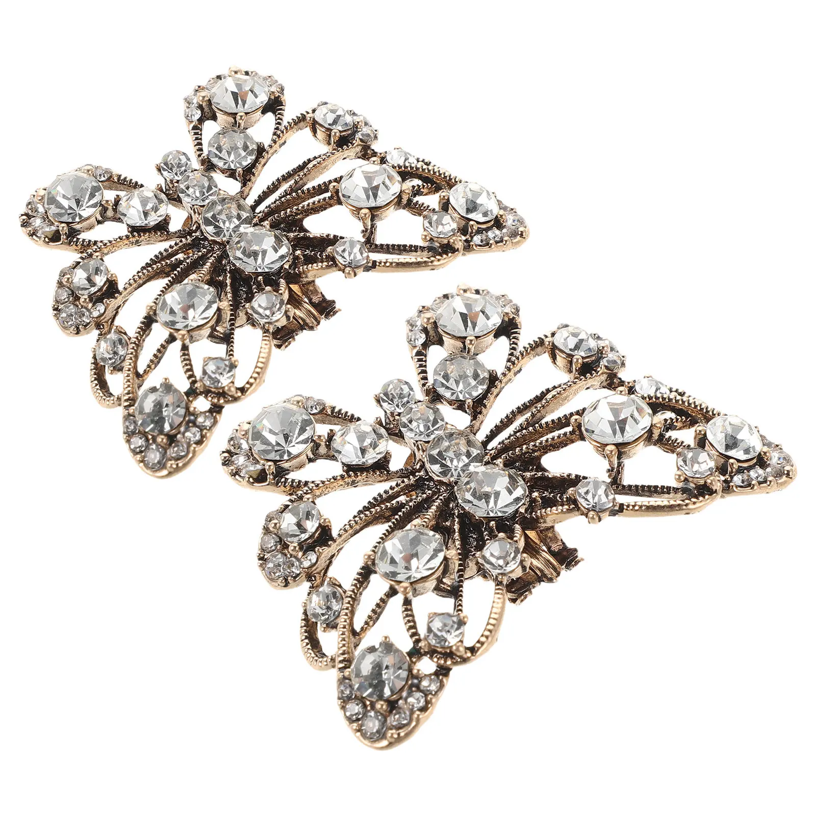 

1 пара свадебных клипсов для обуви в виде бабочек, с пряжкой из страз, для свадебных туфель на высоком каблуке, съемные, с кристаллами, женские украшения для обуви