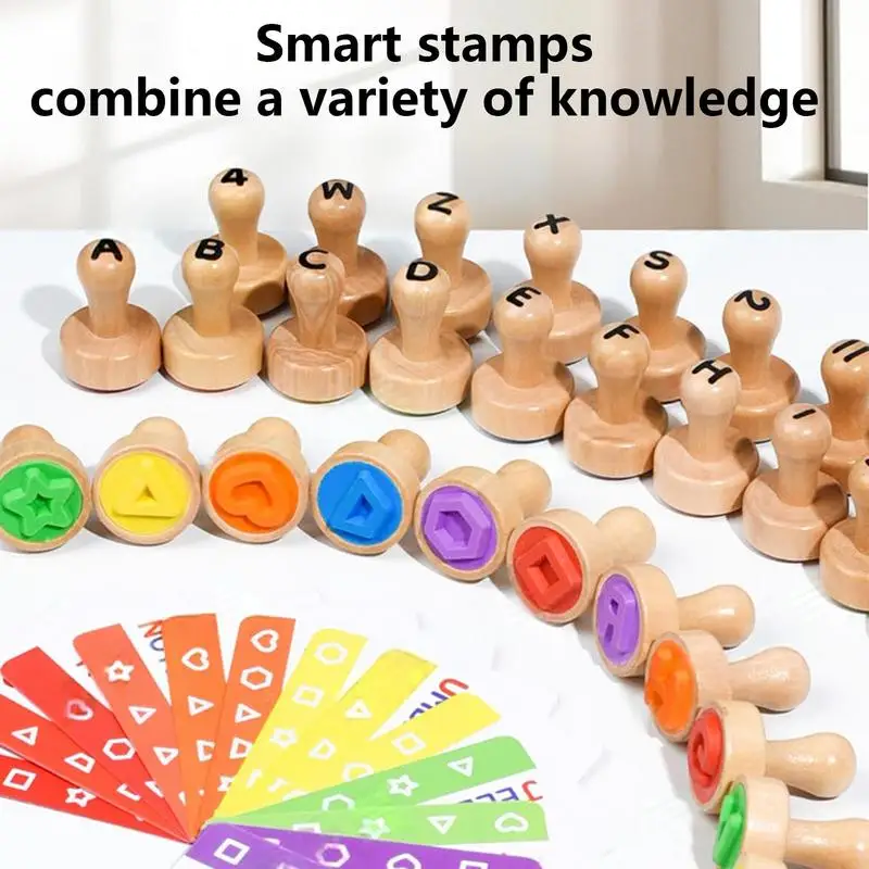 Kids Letter Stampers Hout Wiskunde Leren Nummer Stampers Draagbare Wiskundespellen Educatief Speelgoed Voor Kid Jongen Meisjes Kinderen