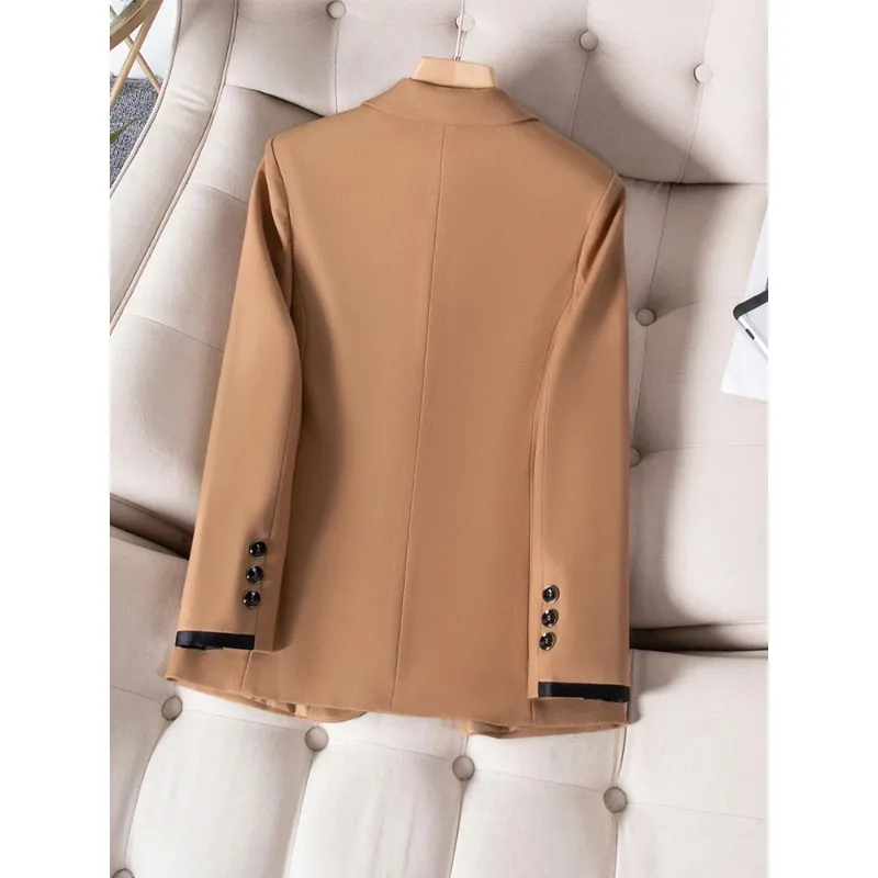 Weibliche formelle Frauen Anzug Blazer beige Khaki schwarz Büro Damen einreihige Business Work Wear Jacke für Herbst Frühling