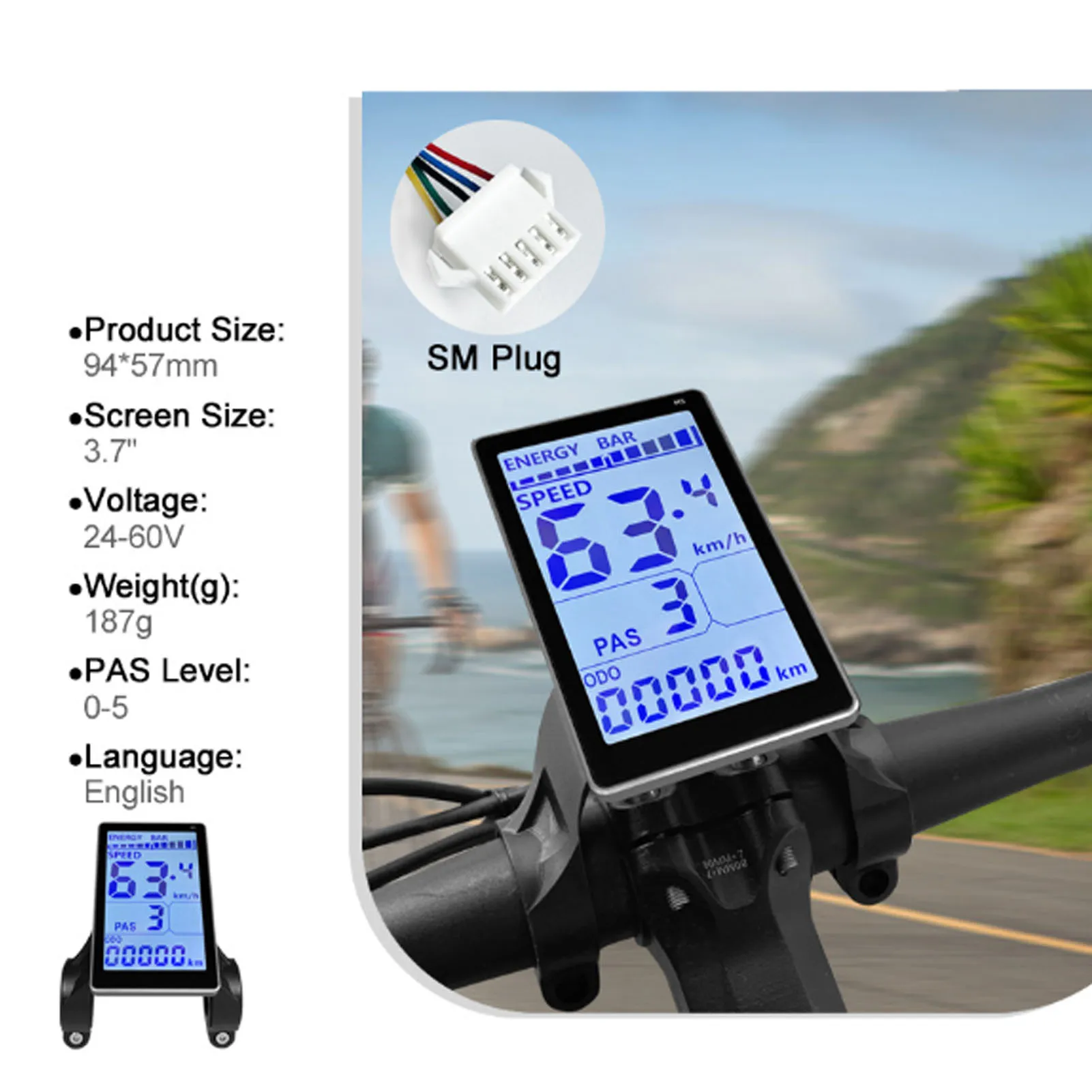 

Электронный дисплей-измеритель для электровелосипеда, легкая установка, кабель SM, водонепроницаемый, легкий, для электросамоката