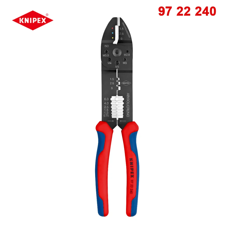 KNIPEX Crimping Pliers for Insulated Terminals 0,5-6mm² Wire Hand Crimp Tool 97 22 240