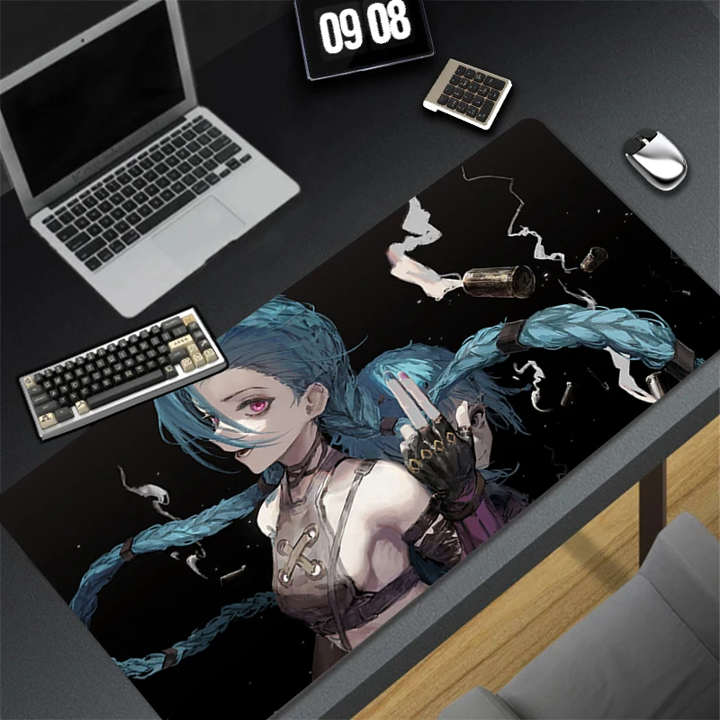 

Pattern Gaming Accessories HD Mousepad Office PC Mouse Pad Keyboard Pad L-league of Legends Jinx Desk Decoracion Anime Desk Mat